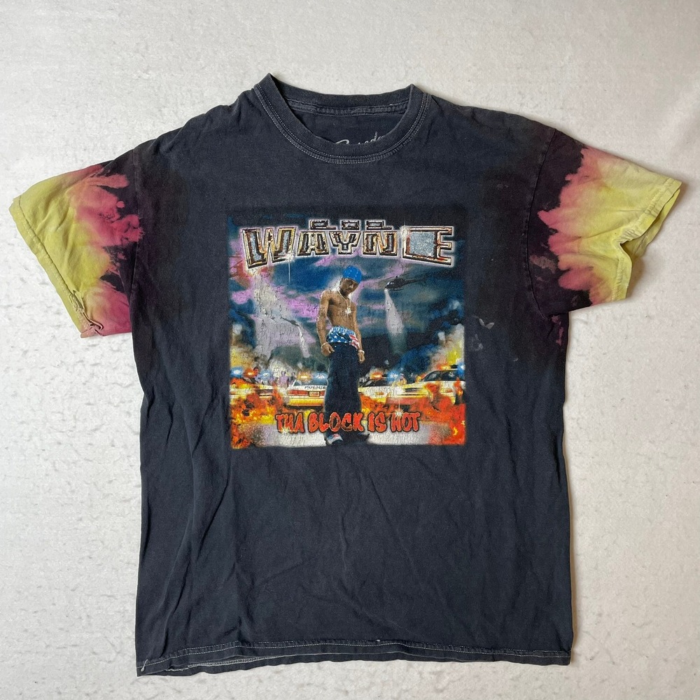 Lil Wayne Tha Block Is Hot T-Shirt Tie Dye Graphic Tee‎ Size M Bravado